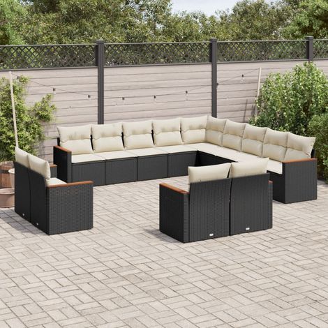 Salon de jardin avec coussins 13 pcs noir résine tressée vidaXL (1/5)