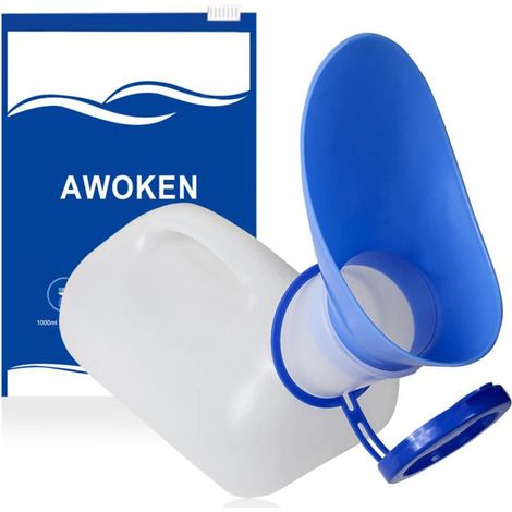 Unisex Car Urinals Urine Bottles for Men and Women, Portable Urine Bottle, with Lid and Funnel, Leakproof Urinals for Car, Travel, Camping, Blue (1/5)