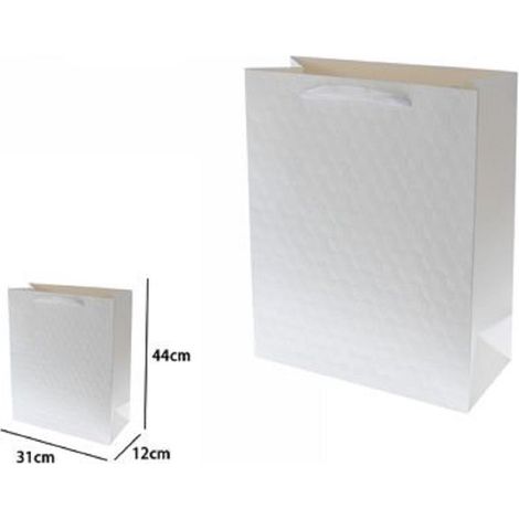 Set 2 Sacs Enveloppes Cadeau Du Magasin Blanc Gravé à La Main Tissu 44x31x12cm 69925