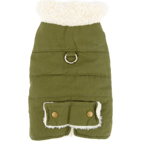 Manteau d'hiver pour petit chien, gilet chaud avec anneau pour laisse, pour intérieur et extérieur, taille S, pour chiens de 2 à 3 kg, vert (1/5)