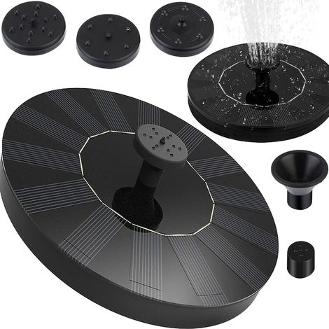 Fontaine solaire flottante avec filtre, pour bassin, en plastique, dimensions 16 cm x 3 cm, noire (1/5)