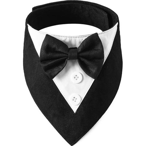 Bandana smoking pour chien, nœud papillon pour mariage ou anniversaire, noir, taille moyenne, costume smoking avec nœud papillon pour chien de taille moyenne, idéal pour un mariage ou un anniversaire. (1/5)