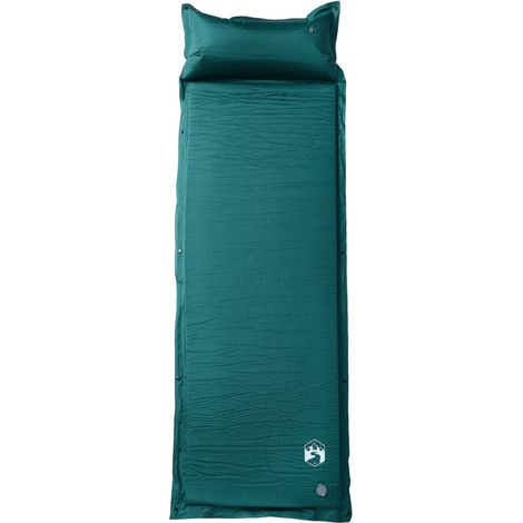 Matelas de camping autogonflant avec oreiller 1 personne vert
