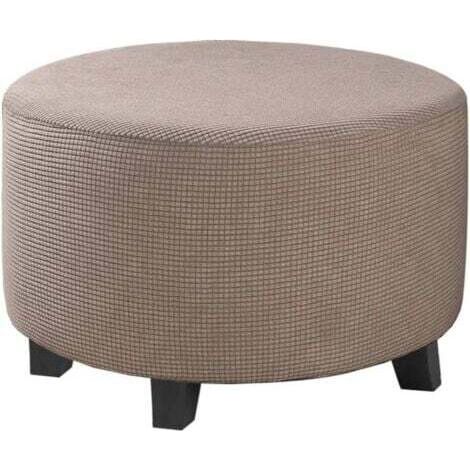 Housse de pouf en jacquard extensible (gris, petit), housse de repose-pieds, housse de protection de meubles, housse de tabouret avec fond élastique antidérapant (1/5)
