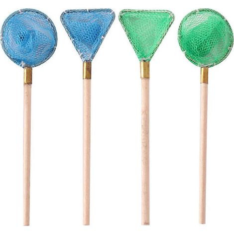 Ensemble de 4 mini épuisettes, mini outils de pêche, mini accessoires pour étang de jardin et plage (1/3)