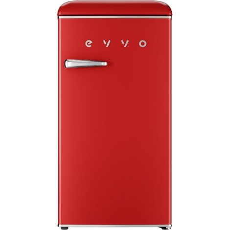 EVVO Nevera Pequeña Retro, 84 litros de Capacidad + 11 Litros de Congelador, Diseño Vintage, Bajo Consumo, Silenciosa, Control d