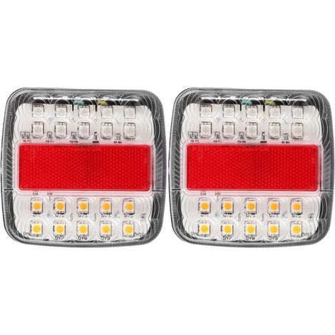 2 pièces 12V/24V 20LED feux arrière Double couleurs pour camion remorque (couvercle de lampe blanc) (1/4)
