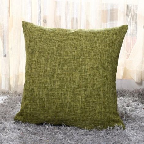Taies d'oreiller épaisses en lin - Lot de 2 - Taies carrées 55 x 55 cm - Taies d'oreiller d'extérieur - Décoration intérieure - Fermeture éclair invisible - Convient pour canapé-lit, bureau - Vert (1/5)