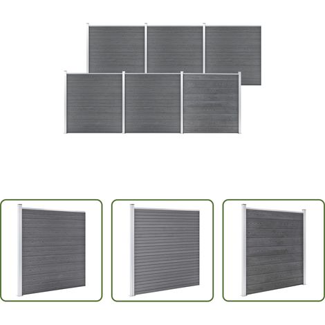 vidaXL Panneau de clôture - Clôture de jardin WPC 1045x186 cm Gris (1/5)