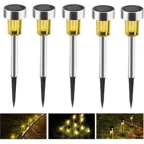 Outdoor Solar Garden Ground Light, Wireless LED Garden Lamp Decoration Outdoor Solar Lighting for Lawn Paths Waterproof IP65 Automatic Rechargeable Light - 5pcs Warm White (1/5)