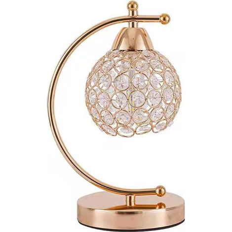 Trade Lampe de Table en Cristal, abat-jour Lampe de chevet, Cristal de Mode Créatif Lampe de Table avec Douille E27(pas d'ampoule) Doré