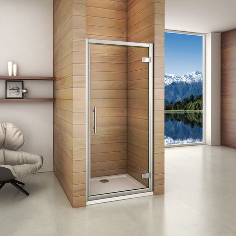 [PRODUIT D'OCCASION]Porte de douche pivotante 90x187cm installation en niche en verre securit (1/5)