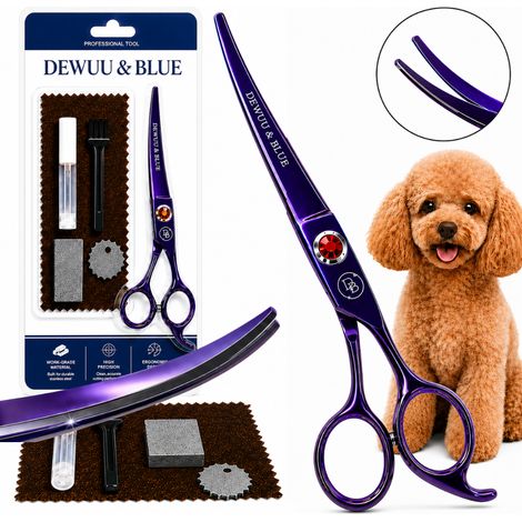 Forbici curve per toelettatura 7.0 per saloni per cani e gatti Dewuu&Blue (1/5)