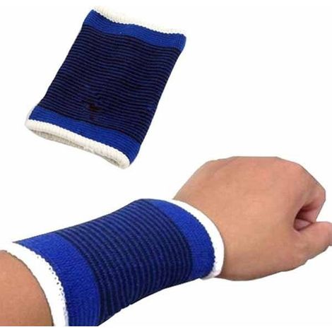 TrAdE Shop Traesio - Coppia Polsiera Elastiche Supporto Per Polso Elastico Anallergico Protezione Blu - (1/3)