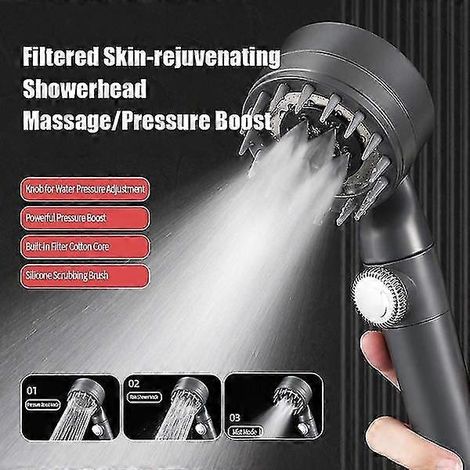 Pommeau de douche, pommeau de douche réglable, surpresseur, douche économique en eau, douche massante, douche haute pression, 3 jets, accessoires de salle de bain, douche haute pression (1/5)