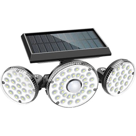 Lampe solaire d'extérieur, 70 LED, avec détecteur de mouvement, étanche IP65, applique murale solaire rotative à 360° pour balcons et jardins. (1/5)