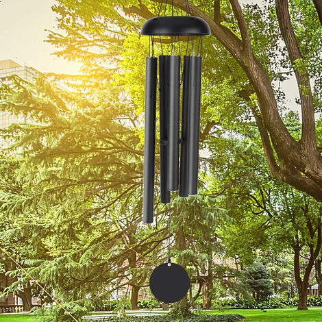 Carillons a Vent Exterieur,  80cm Memorial Carillon a Vent Grand Ton Profond, 5 Tubes en Aluminium Creux Pleasant Melody Retro Decor pour Jardin, intérieur, Cour, décoration de la Maison