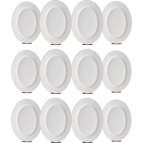 Plat ovale - JUANIO - Modèle JUANIO - Lot de 12 - Verre opale blanc - Compatible micro-ondes (1/3)