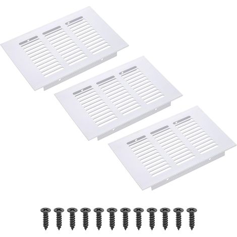 Grilles d’aération en aluminium 150 x 100 mm, lot de 3 avec vis, blanc (1/5)