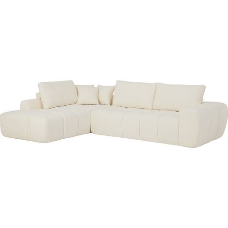 Divano angolare sinistro in tessuto testurizzato beige - LAVEZO (1/4)