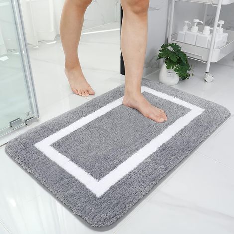 1 Tapis de bain, microfibre douce, absorbant à poils longs, dos antidérapant TPR, lavable en machine, salle de bain cuisine (1/5)