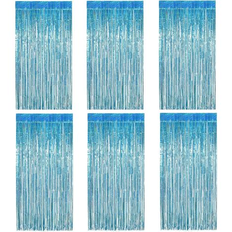 6 Pièces Rideau à Franges, Métallique, 1m x 2m, PET, Décoration Fête, Mariage, Noël (1/5)