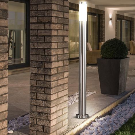 Etc-Shop – Lampadaire d'extérieur LED 7W – Acier inoxydable opale argentée – IP44 – Hauteur 110 cm – Flux lumineux 560 lm – Température couleur 3000K