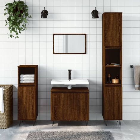 Armoire de bain，Meuble de salle de bain chêne marron 58x33x60 cm bois d'ingénierie CFW137168 (1/5)