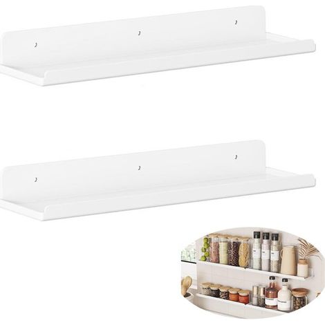 Estantería de pared de 2 piezas, Estantería de almacenamiento de acrílico, Fácil instalación, 38105 cm, salas de estar, oficinas, etc, Blanco (1/5)