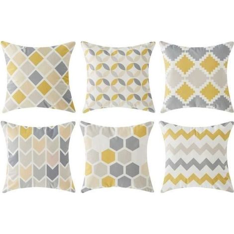 6 Pcs Housses de coussin carré en coton lin 45x45cm Plantes tropicales décoration de maison canapé lit (1/4)