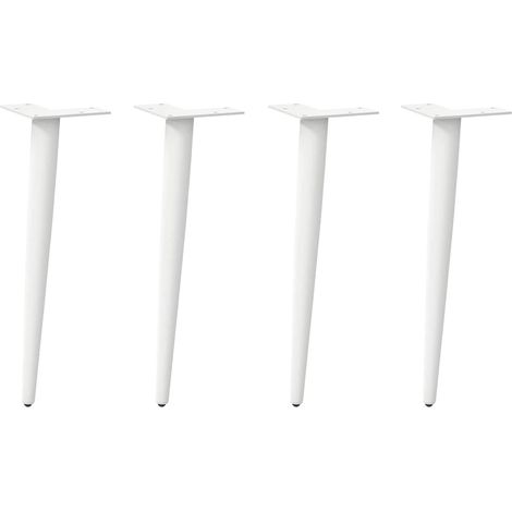 Lot de 4 pieds de table basse coniques 30 x 31 cm avec patins réglables style moderne en acier blanc
