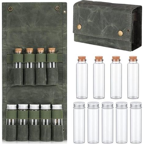 Kit d'épices de camping avec 9 mini pots d'herbes aromatiques, sac portable pour voyage, camping, barbecue, pique-nique et activités extérieures (1/5)