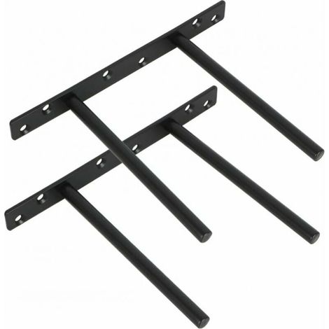 Lot de 2 supports métalliques invisibles pour étagère murale flottante - (1/4)