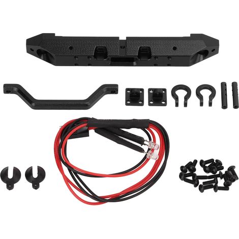 Pare-chocs avant RC avec éclairage, simulation en alliage d'aluminium pour AXIAL SCX24 1/24, voiture de crawling noir (1/5)
