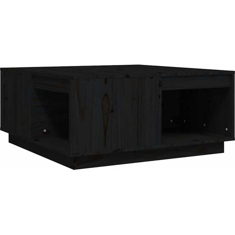 Maison Exclusive - Tavolino da Salotto Nero 80x81x36,5 cm Legno Massello di Pino (1/5)
