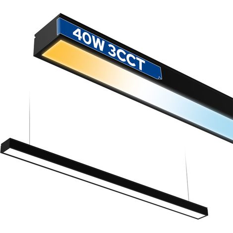 Réglette Linéaire LED 40W FORTIS - 118cm - Noir - 3CCT (3000K-4000K-6400K) - Haute Luminosité 3200lm - Horoz Electric (1/5)