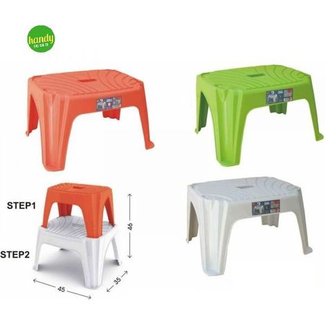 Sgabello in plastica multiuso step 2 45x35x22 cm colori assortiti - bama spa (1/3)