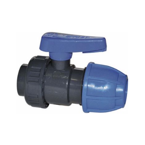 VALVOLA A SFERA MONOGHIERA IN PVC CON FIL. F/ GIUNTO A COMPRESSIONE 1/2" x 20 IRRITEC