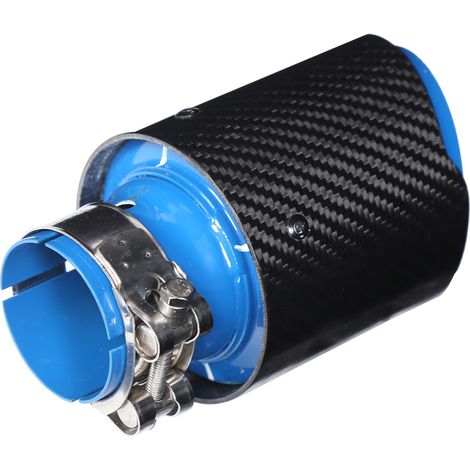 Embout d'échappement universel carbone brillant bleu, tube droit 2,1 pouces entrée, sortie unique 4 pouces, accessoire auto performance. (1/5)
