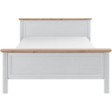 Doppelbett Liegefläche 160x200 cm Pinie weiß mit Eiche JÜLICH-77 (1/4)