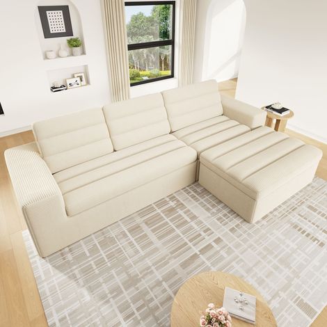 Modulares Ecksofa aus Samt in Beige 253 x 161 x 89 cm HOMAIRE (1/5)