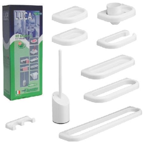 KIT ACCESSORI BAGNO SERIE LUCA MOD.NEW 9 PZ Bianco METAF