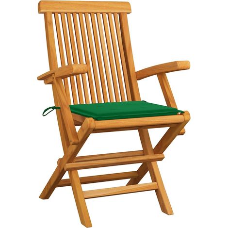 Maison Exclusive - Chaises pliantes avec coussins verts, 8 pièces, en bois de teck massif (1/5)