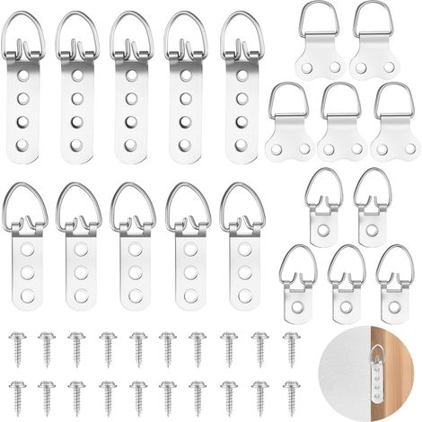 40 Pièces Crochets Tableau Anneaux D 1-4 Trous Fixation murale polyvalente pour cadres, photos, miroirs. Installation facile, métal résistant, multi-trous. (1/5)