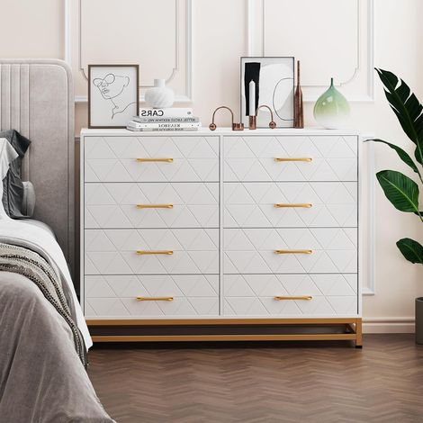 IDEALHOUSE Commode 8 Tiroirs Bois Blanc (1/5)