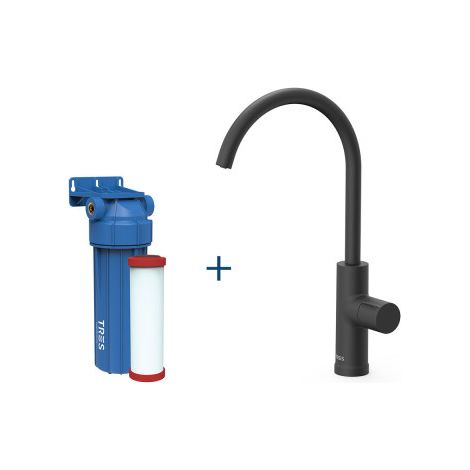 Robinet de cuisine à une voie pour eau filtrée BLACKMAT (noir mat) - TRES 23050401NM (1/2)