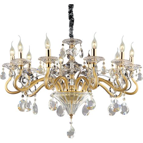 Lampadario Classico Negresco Metallo-Cristallo Oro 10 Luci E14 (1/3)