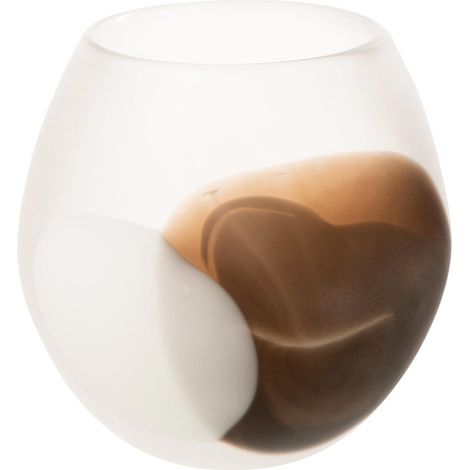 Photophore en Verre "Amos" 22cm Blanc & Marron (1/2)