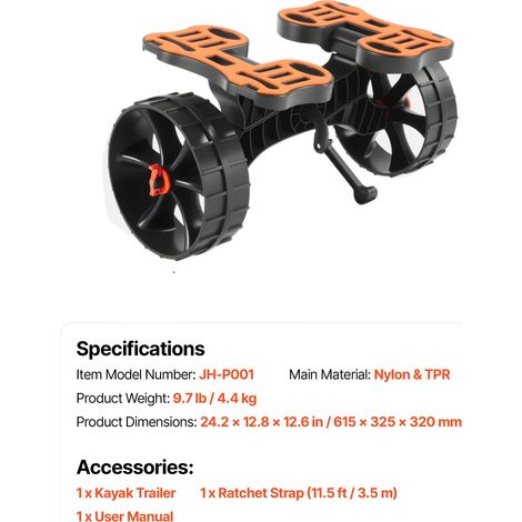 Kajakwagen, 10-Zoll Vollgummi-Räder, 300 lbs Tragfähigkeit, 300 lbs (1/2)
