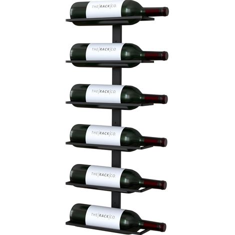 TOJ Living Casier à vin mural 6 bouteilles – Porte-bouteilles – Style moderne & industriel – Acier inoxydable – noir mat (1/4)